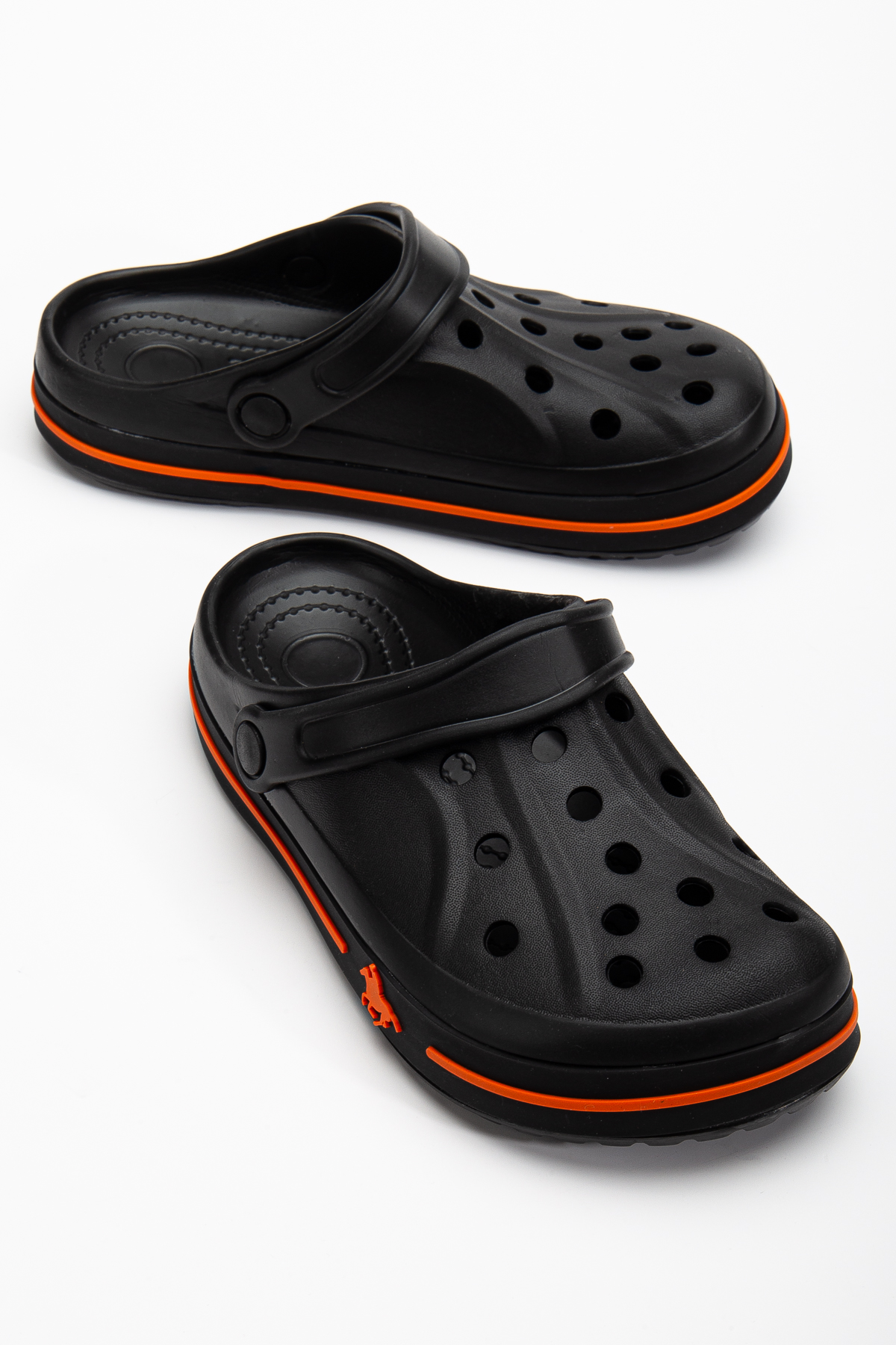 Multi Polo Ortopedik Günlük Siyah-Turuncu Spor Terlik